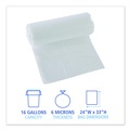 High-Density Trash Bags | Boardwalk Z4833RNKR01 16 Gallon 6 mic 24 in. x 33 in. Perforated Roll High-Density Can Liners - Natural (50 Bags/Roll, 20 Rolls/Carton) image number 7