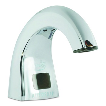 SOAP DISPENSERS | Rubbermaid Commercial FG402073 One Shot 1.9 in. x 5.5 in. x 4 in. Touch Free Liquid Soap Dispenser - Polished Chrome