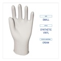 Food Service Disposable & Single Use Gloves | Boardwalk BWK315SBX 4 mil Powder-Free Synthetic Vinyl Gloves - Small, Beige (100/Box) image number 4