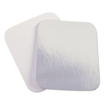 Handi-Foil 2060L 7 in. x 5 in. Laminated Aluminum Board Lid - Silver/White (500/Carton)