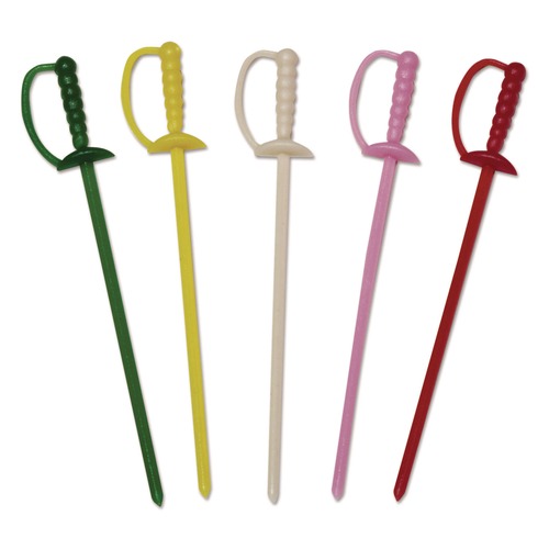 Cooking & Serving Utensils | AmerCareRoyal RPP RP147 3.25 in. Plastic Sword Picks - Assorted Colors (10000/Carton) image number 0