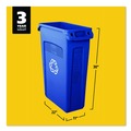 Indoor Waste Receptacles | Rubbermaid Commercial FG354007BLUE 23 Gallon Slim Jim Recycling Plastic Container with Venting Channels - Blue image number 1
