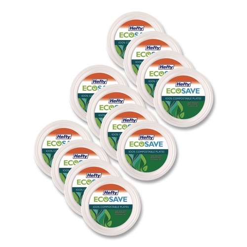 Plates | Hefty RFP D77300 ECOSAVE 6.75 in. Diameter Plate Sugarcane Tableware - White (12/Carton) image number 0