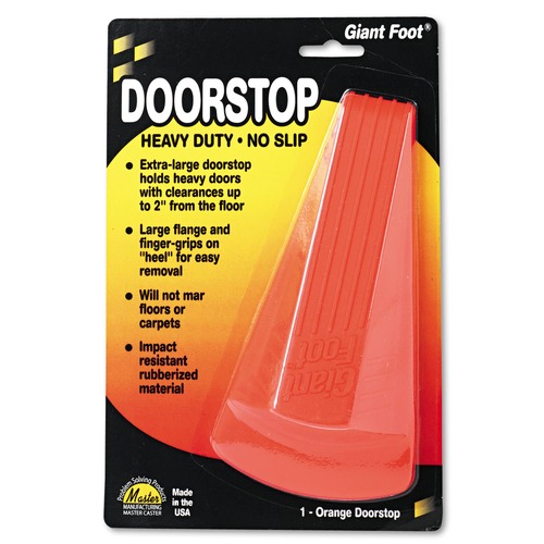 Doorstops | Master Caster 00965 Giant Foot 3.5 in. W x 6.75 in. D x 2 in. H No-Slip Rubber Wedge Doorstop - Safety Orange image number 0