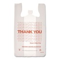 T-Sacks & Thank You Bags | AmerCareRoyal RPTYB6 11.5 in. x 6.5 in. x 21 in. Thank You - Have a Nice Day Labeling Cut-Out Handles Thank You Bags - White/Red (1000/Carton) image number 2