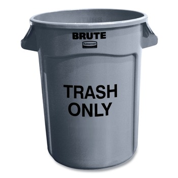 Rubbermaid Commercial FG263294GRAY Brute 32 gal (Trash Only) Imprint Plastic Vented Container - Round Gray