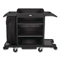 Janitorial & Housekeeping Carts | Rubbermaid Commercial 2202581 24.4 in. x 62.4 in. x 49 in. Full-Size 3-Shelf Housekeeping Cart - Black image number 0