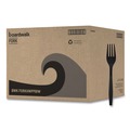 Disposable Forks | Boardwalk BWKFORKHWPPBIW Heavyweight Wrapped Polypropylene Fork Cutlery - Black (1000/Carton) image number 0