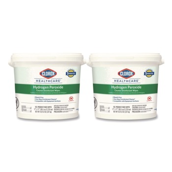 Clorox Healthcare 30826 11 in. x 12 in. Hydrogen Peroxide Cleaner Disinfectant Wipes - White Unscented (2/Carton)
