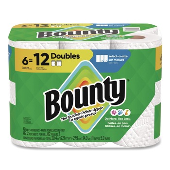 PAPER TOWELS | Bounty 80798314 Select-a-Size 6 in. x 11 in. 2-Ply Kitchen Roll Paper Towels - White (6/Carton)
