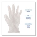 Food Service Disposable & Single Use Gloves | Boardwalk BWK365LBX 2.6 mil Thick 13 in. Long Powder-Free General Purpose Vinyl Gloves - Large, Clear (100/Box) image number 6