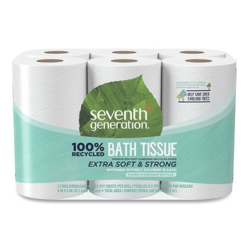 CLEANING CLOTHS AND WIPES | Seventh Generation 13733 100% Recycled 2-Ply Bathroom Tissue - White (240 Sheets/Roll, 12 Rolls/Pack)