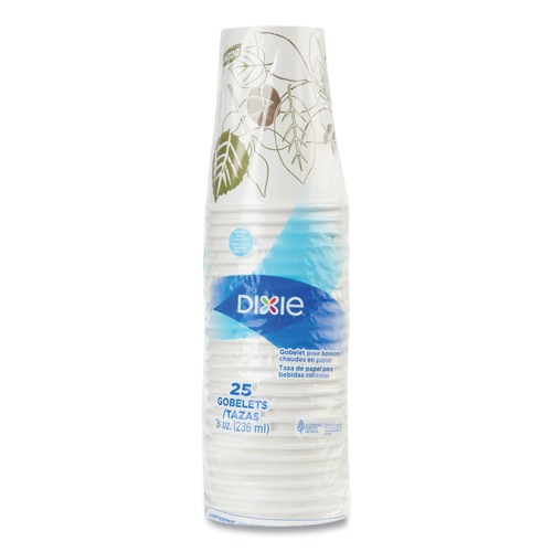Cups | Dixie 2338WS Pathways 8 oz. Paper Hot Cups (25/Pack) image number 0