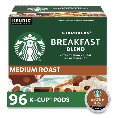 Coffee - Caffeinated | Starbucks 12433992 Coffee K-Cups - Breakfast Blend (96/Carton) image number 0