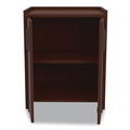 Refreshment Stations | Safco 8953MH 23 in. x 18 in. x 31 in. 3 Shelves Engineered Wood Mobile Refreshment Center - Mahogany image number 1