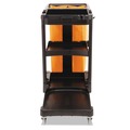 Perforated Roll & Hand Towels | Rubbermaid Commercial FG617388BLA 20 in. x 45 in. x 38.25 in. 4 Shelves 1 Bin Plastic Multi-Shelf Cleaning Cart - Black image number 1