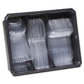 Cutlery Kits | Dixie CH0180DX7 Cutlery Keeper Tray with Plastic Forks/Knives/Spoons - Clear (1800/Carton) image number 0