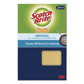  | Scotch-Brite 7232FCT Dobie All-Purpose Cleaning Pad 4.3 x 2.6 0.5-in Thick Yellow 3/Pack 8 Packs/Carton