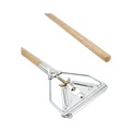 Mop Handles | Boardwalk BWK601 Quick Change 0.88 in. Diameter x 54 in. Metal Head Wooden Mop Handle - Junior, Natural image number 1