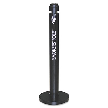SMOKING RECEPTACLES | Rubbermaid Commercial FGR1BK 4 in. x 41 in. 0.9 gal. Round Steel Smoker's Pole - Black