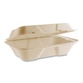 Food Containers & Lids | Vegware VW-HC96NFA 6.1 in. x 9 in. x 2.9 in. Nourish Molded Fiber Compostable Sugarcane Takeout Containers - Natural (200/Carton) image number 0