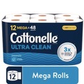 Toilet Tissues | Cottonelle 55480 Ultra CleanCare 1-Ply Septic Safe Strong Bath Tissue Toilet Paper - White (4/Carton) image number 2