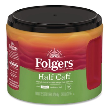 HALF CAFFEINATED | Folgers 2550030444 22.6 oz. Canister Half Caff Coffee