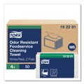 Cleaning Cloths & Wipes | Tork 192291 11.75 in. x 14.75 in. 1-Ply Small Pack Foodservice Cloth - Unscented/White/Red Stripe (4/Carton) image number 1