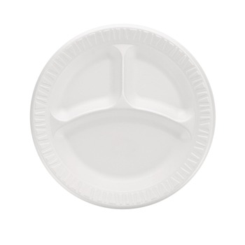 Dart 9CPWQR 9 in. Diameter 3 Compartment Quiet Classic Laminated Foam Plates - White (500/Carton)