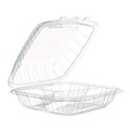 Cleaning Cloths & Wipes | Dart 90PPHT3 9 in. x 8.75 in. x 3 in. 3-Compartments ProPlanet Microwaveable Plastic Hinged Containers - Clear (150/Carton) image number 1
