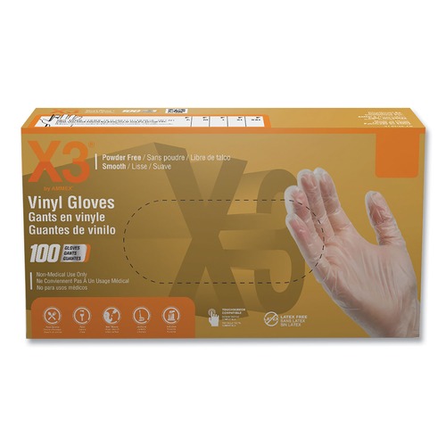 Food Service Disposable & Single Use Gloves | Ammex GPX348100 3 mil Industrial Powder-Free Vinyl Gloves - X-Large, Clear (1000/Carton) image number 0