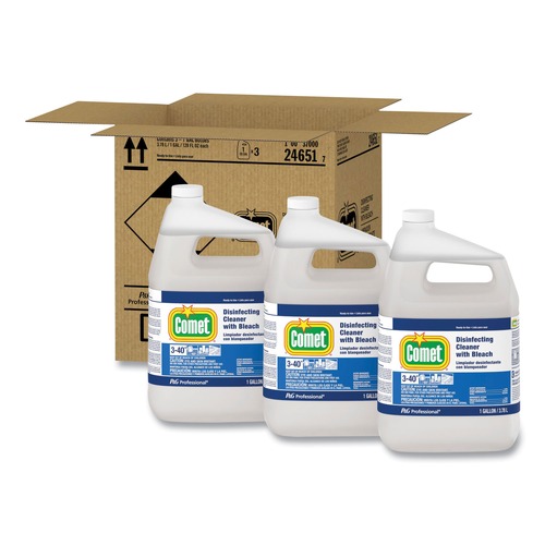 Disinfecting & Cleaning Solutions | Comet 24651 1 Gallon Bottle Disinfecting Cleaner with Bleach (3/Carton) image number 0