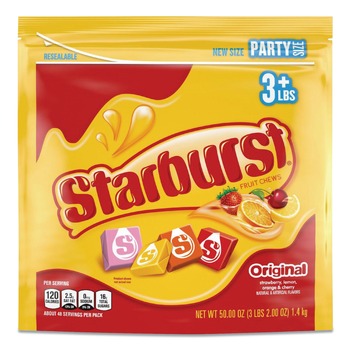 Starburst 28086 50 oz. Bag Original Fruit Chews - Cherry, Lemon, Orange, Strawberry