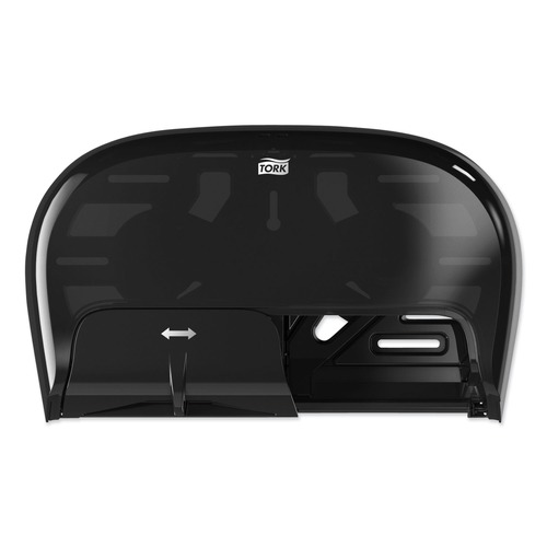 Toilet Tissue Dispensers | Tork 565528 16.62 in. x 5.25 in. x 9.93 in. High Capacity Bath Tissue Roll Dispenser for OptiCore - Black (1/Carton) image number 0