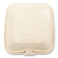 Food Containers & Lids | Boardwalk BWKHINGE66NPFA 6 in. x 6 in. x 3.19 in. Sugarcane Bagasse PFAS-Free Food Containers - Tan (500/Carton) image number 5