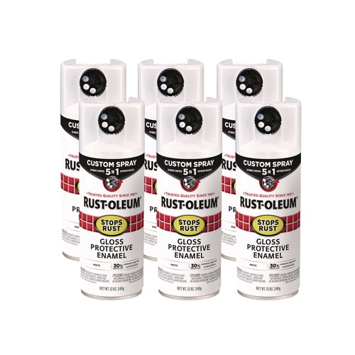 Paint & Paint Supplies | Rust-Oleum 376886 Stops Rust 5-in-1 Spray Paint, Gloss White, 12 oz Aerosol Can, 6/Carton image number 0