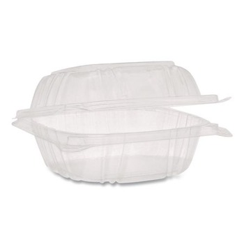 FOOD CONTAINERS PACKAGING | Pactiv Corp. YCI820500000 SENSATION SmartLock 5.24 in. x 5.25 in. x 2.57 in. Plastic Hinged Lid Container - Clear (375/Carton)