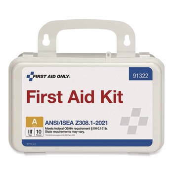 First Aid Only 91322 76-Piece ANSI 2021 First Aid Kit for 10 People with Plastic Case (1-Kit)