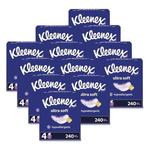 Facial Tissues | Kleenex 54308 Ultra Soft 3-Ply Facial Tissue - White (12/Carton) image number 0