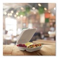 Perforated Roll & Hand Towels | Dart 80FBRHT3 8.65 in. x 7.94 in. x 2.98 in. 3-Compartment ProPlanet Seal Compostable Molded Fiber Hinged Trays - Natural (200/Carton) image number 5