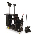 Perforated Roll & Hand Towels | Nexstep Commercial Products 96980 Premier Janitor Cart, 2 Shelves, Plastic, 18.25 x 44.5 x 38, Black image number 2