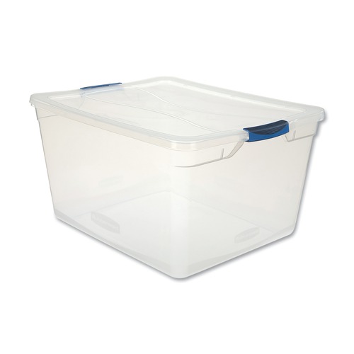 Office Boxes & Bins | Rubbermaid RMCC710000 18.63 in. x 23.5 in. x 12.25 in. 71-Quart Clever Store Basic Latch-Lid Container - Clear image number 0