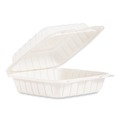 Food Containers & Lids | Dart 85MFPPHT1R Single Compartment 8.25 in. x 8 in. x 3 in. Plastic Hinged Lid Containers - White (150/Carton) image number 2