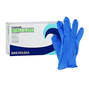 Boardwalk 395LBXA 5 mil Disposable General-Purpose Powder-Free Nitrile Gloves - Large, Blue (100/Box)