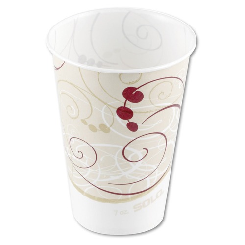 Cups | SOLO R7N-J8000 Symphony Design 7 oz. Wax Coated Paper Cups - Beige/White (2000/Carton) image number 0