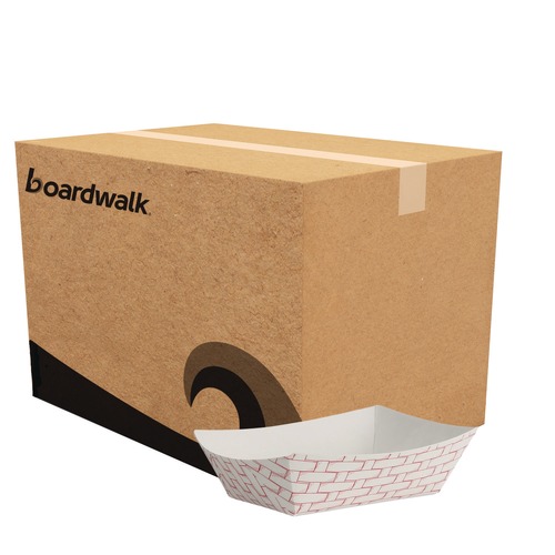 Food Containers & Lids | Boardwalk BWK30LAG050 0.5 lbs. Capacity Paper Food Baskets - Red/White (1000/Carton) image number 0