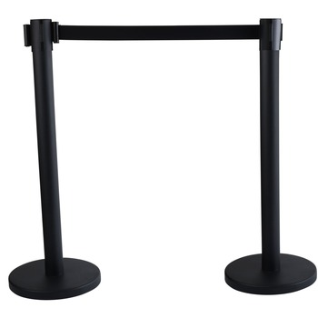 BARRIERS | Tatco 16600 14 in. x 35 in. x 9 ft 6 in. Assorted Materials Economy Crowd Control - Black (2/Carton)