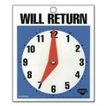 Business & Erasable-Surface Signage | Headline Sign 9382 7.5 in. x 9 in. Plastic Double-Sided Open/Will Return Sign with Clock Hands image number 2
