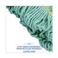 Mop Heads | Boardwalk BWK1200LCT EcoMop Recycled Fiber Looped-End Mop Heads - Large, Green (12/Carton) image number 6