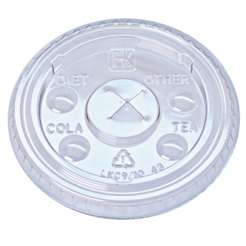Fabri-Kal 000000000009508053 Kal-Clear/Nexclear X-Style Straw Slot/Flavor Buttons Plastic Drink Cup Lids Fits 9 oz. to 10 oz. Cold Cups - Clear (2500/Carton)